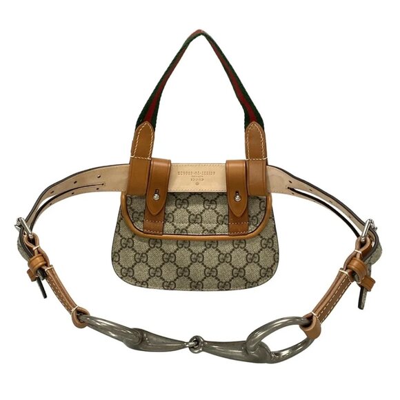 GUCCI Bamboo 1947 mini belt bag / GG Supreme Beige Brown Multi PVC 903-082725 - Picture 2 of 14